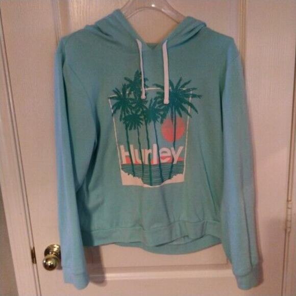 Hurley Sweater Womens Large LG L Blue Green Hoodie Pullover Sweatshirt Ladies - Picture 3 of 12